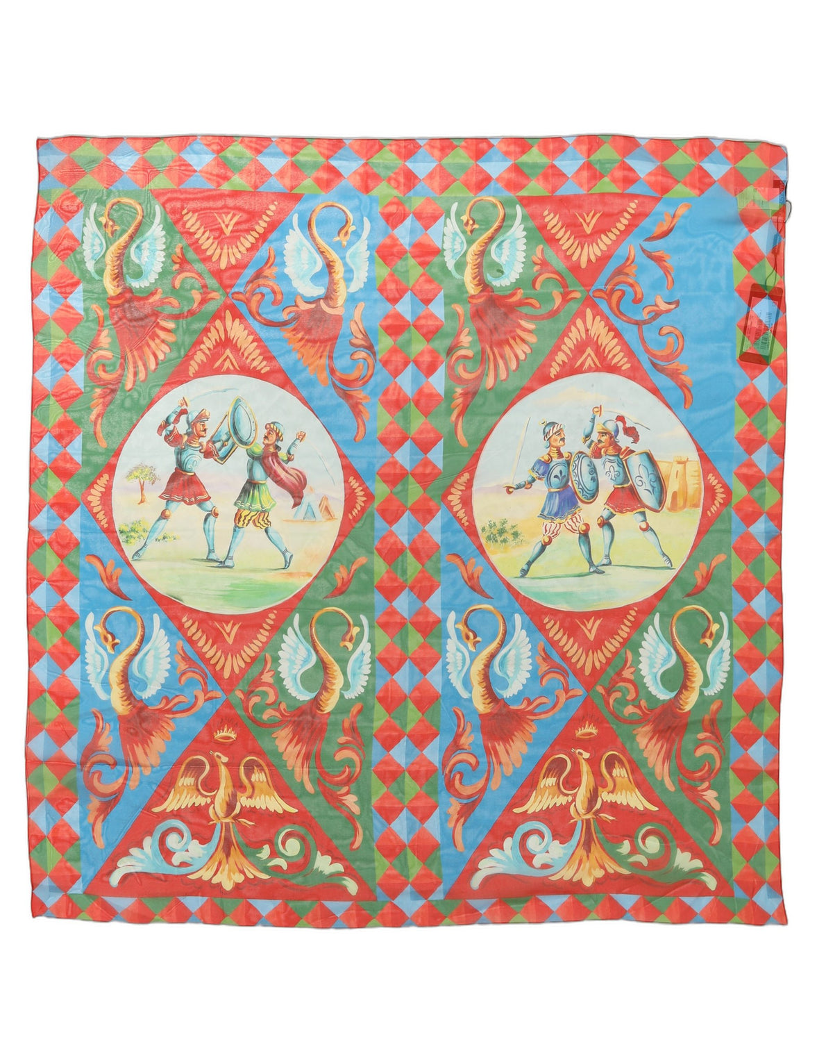 Multicolor Silk Printed Square Foulard Scarf
