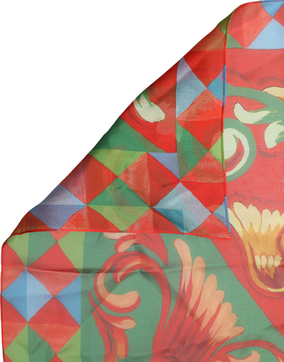 Multicolor Silk Printed Square Foulard Scarf