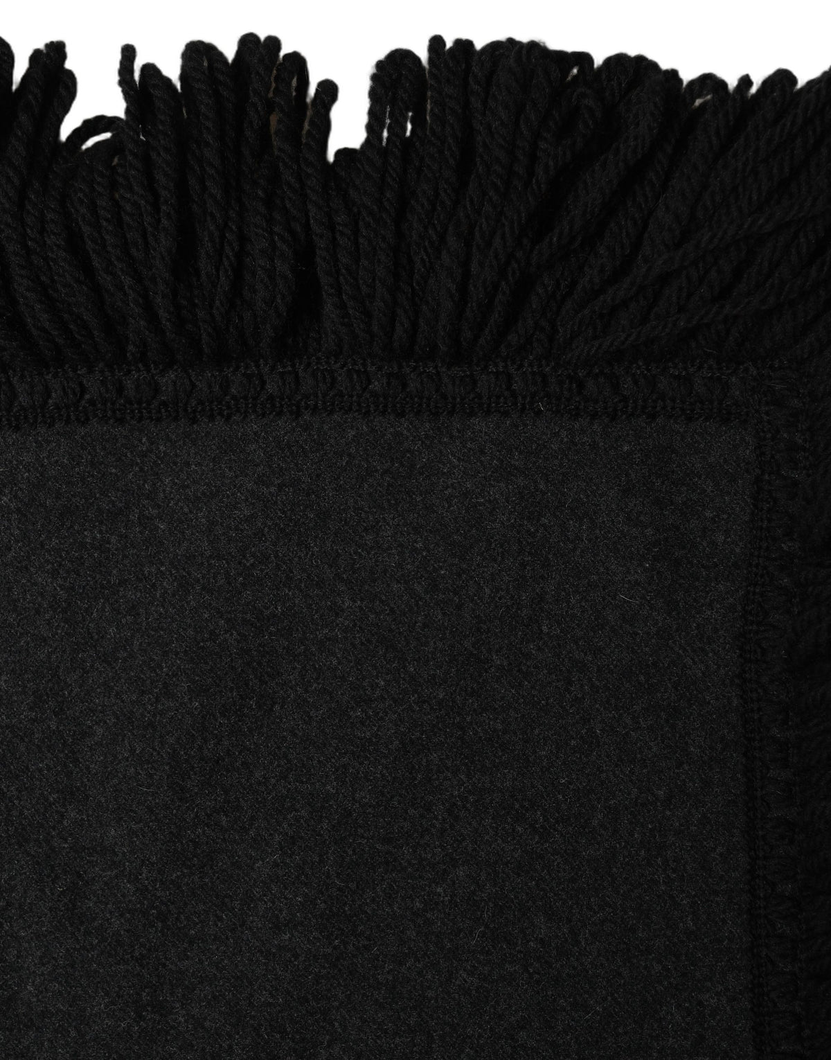 Black Wool Knitted Fringed Warmer Shawl Scarf