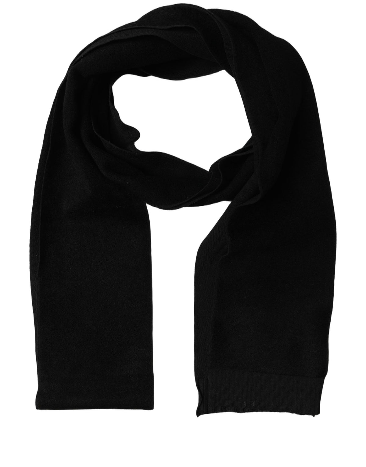 Black Cashmere Knitted Ribbed Shawl Scarf