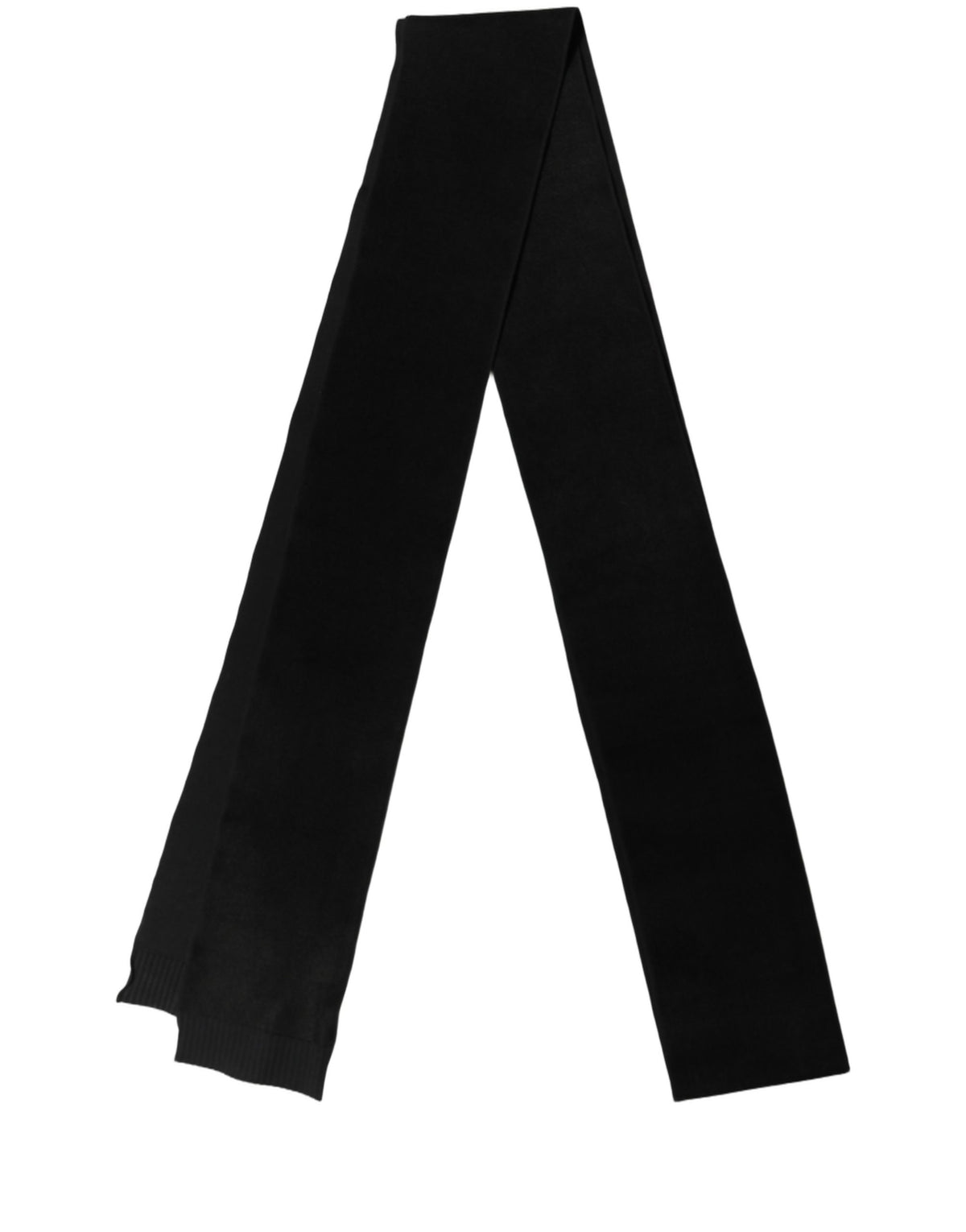 Black Cashmere Knitted Ribbed Shawl Scarf