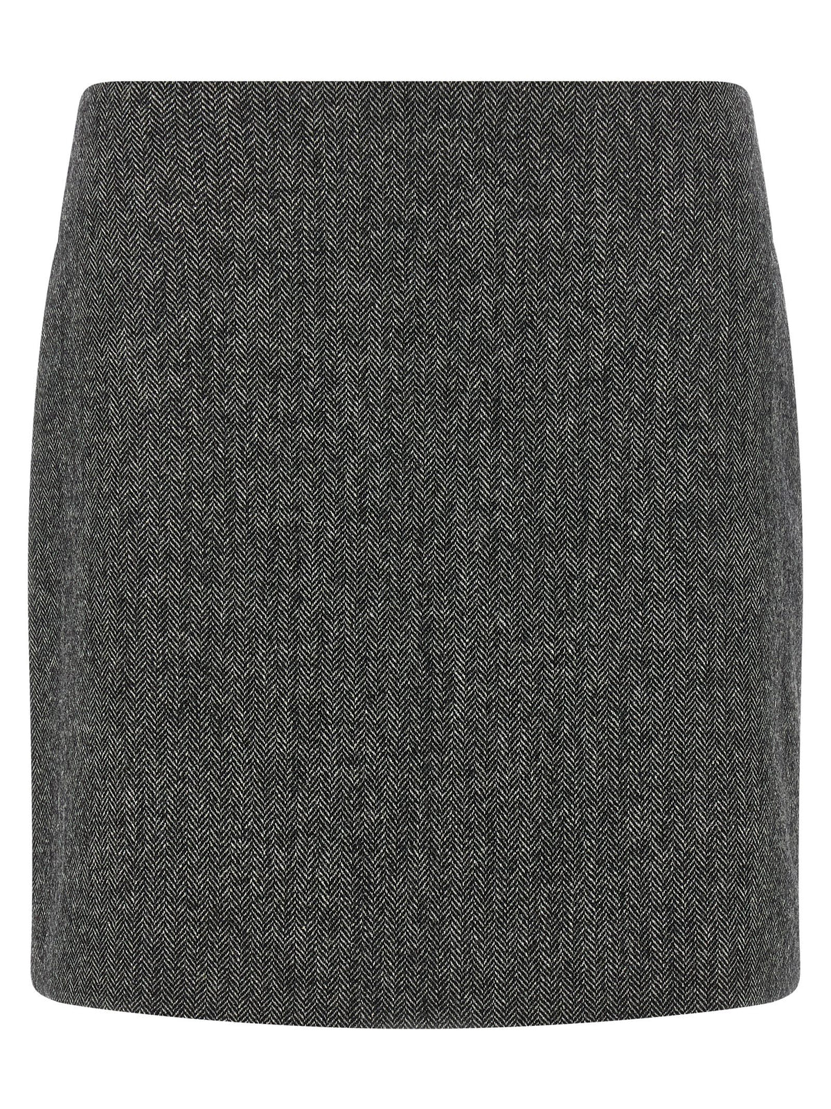 Gray Virgin Wool Long Skirt