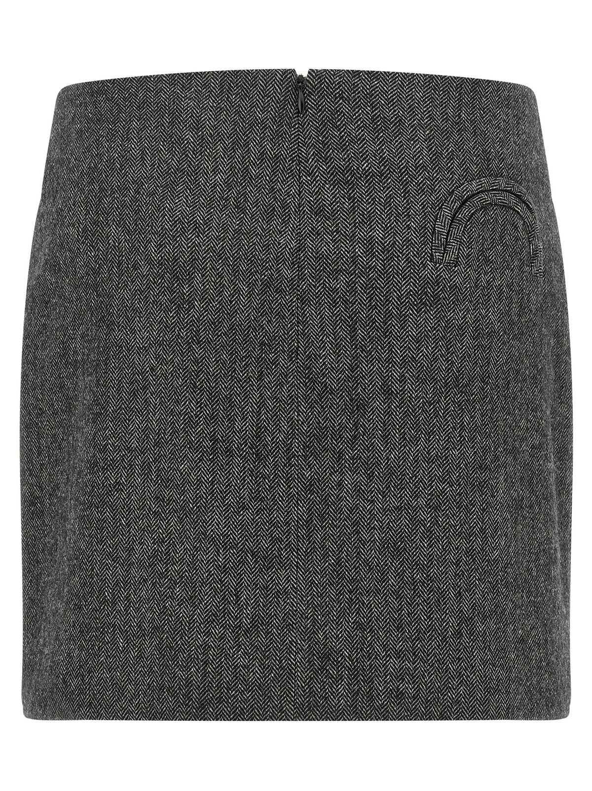 Gray Virgin Wool Long Skirt
