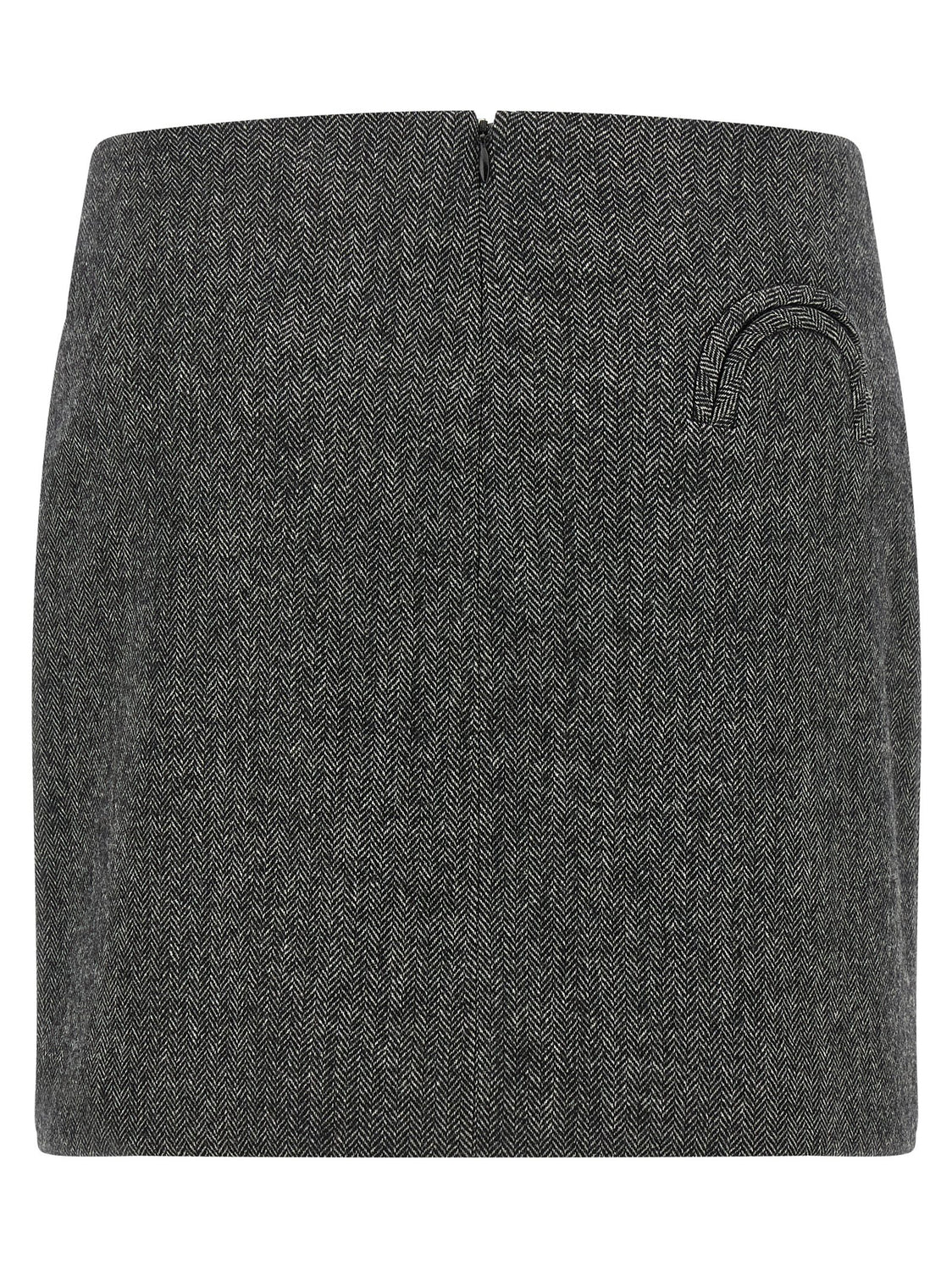 Gray Virgin Wool Long Skirt