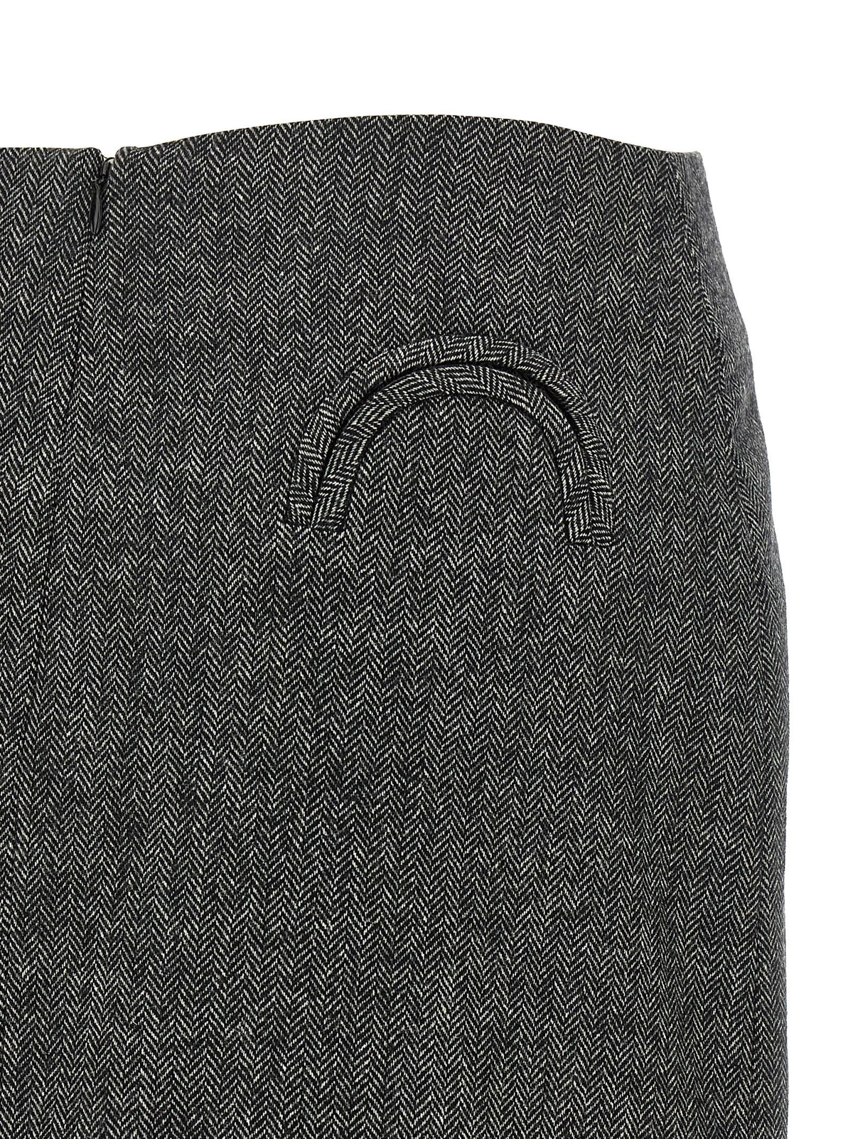 Gray Virgin Wool Long Skirt