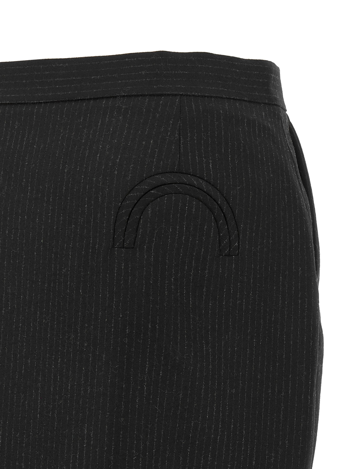 Black Virgin Wool Midi Skirt