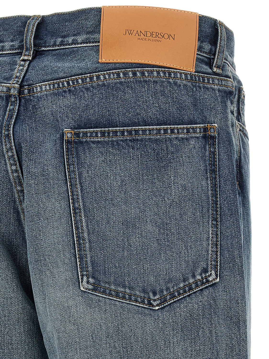Blue Cotton Straight-Leg Jeans