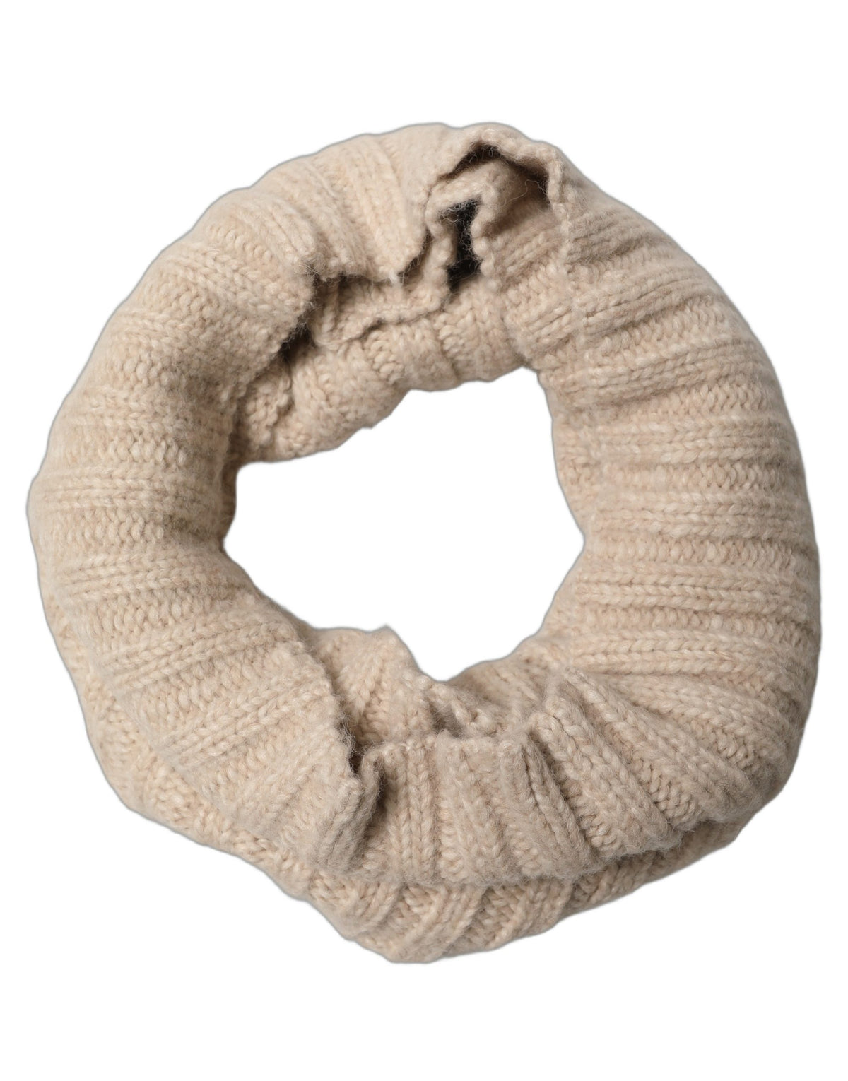 Light Beige Ribbed Knit Neck Warmer Scarf