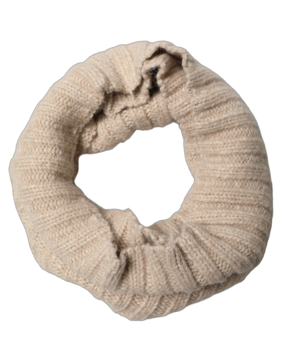 Light Beige Ribbed Knit Neck Warmer Scarf