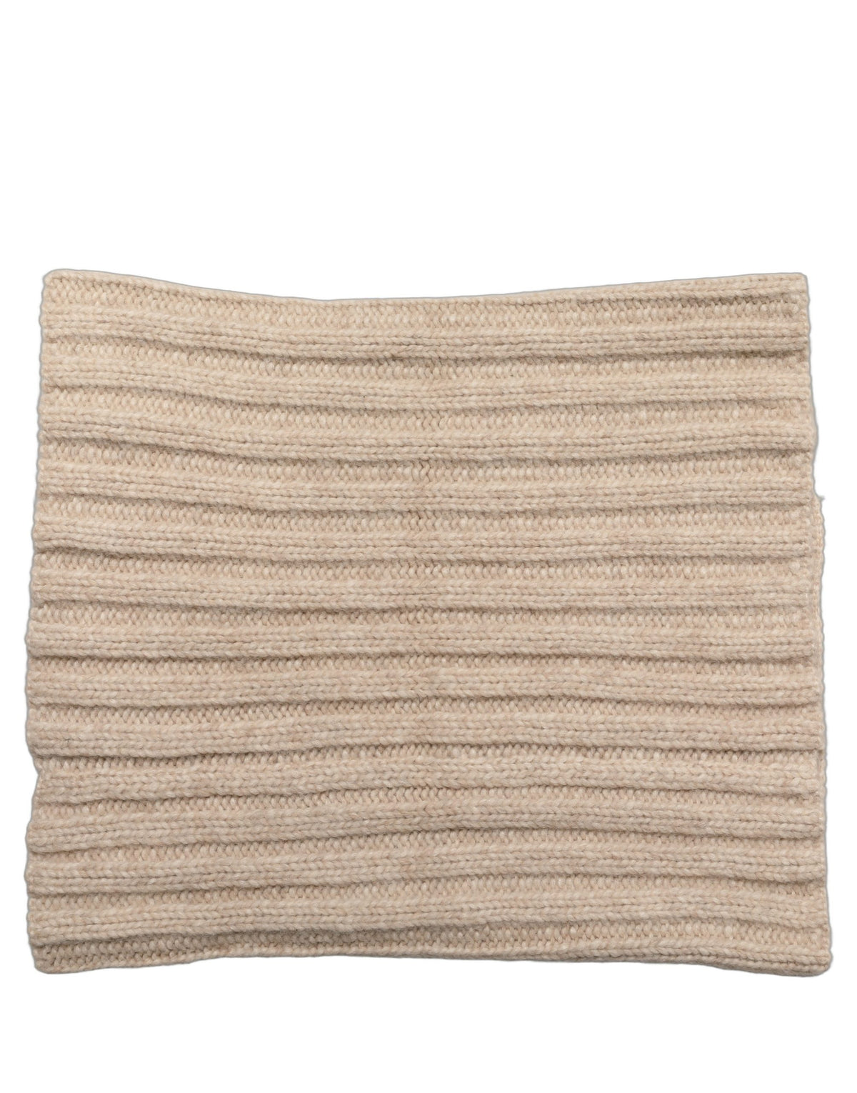 Light Beige Ribbed Knit Neck Warmer Scarf