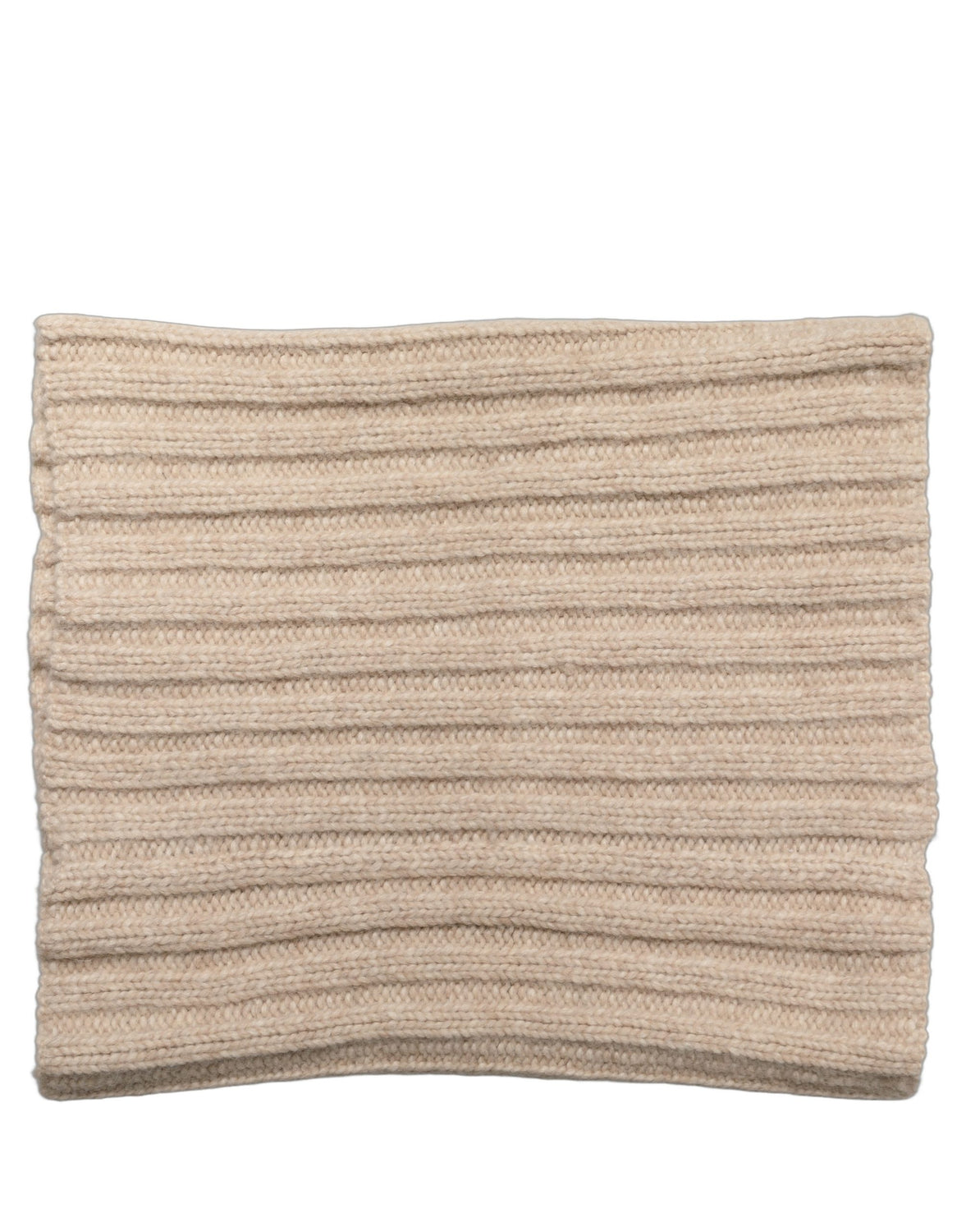 Light Beige Ribbed Knit Neck Warmer Scarf