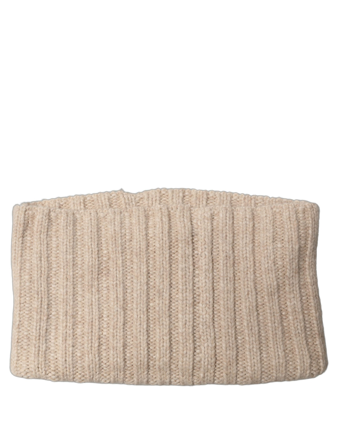 Light Beige Ribbed Knit Neck Warmer Scarf
