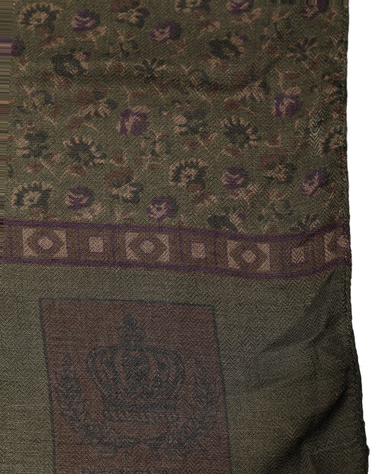 Olive Green Modal Floral Shawl Stole Scarf