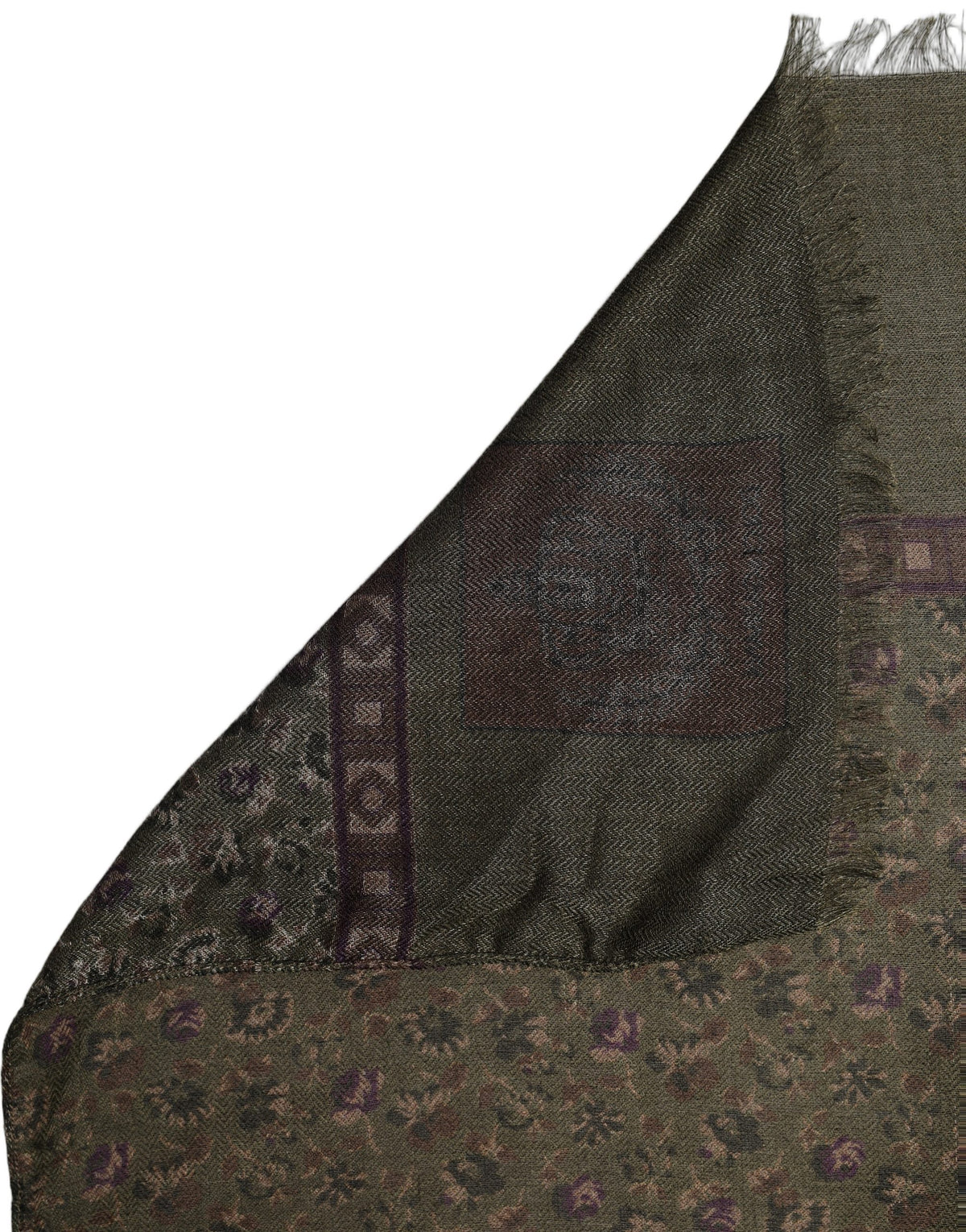 Olive Green Modal Floral Shawl Stole Scarf