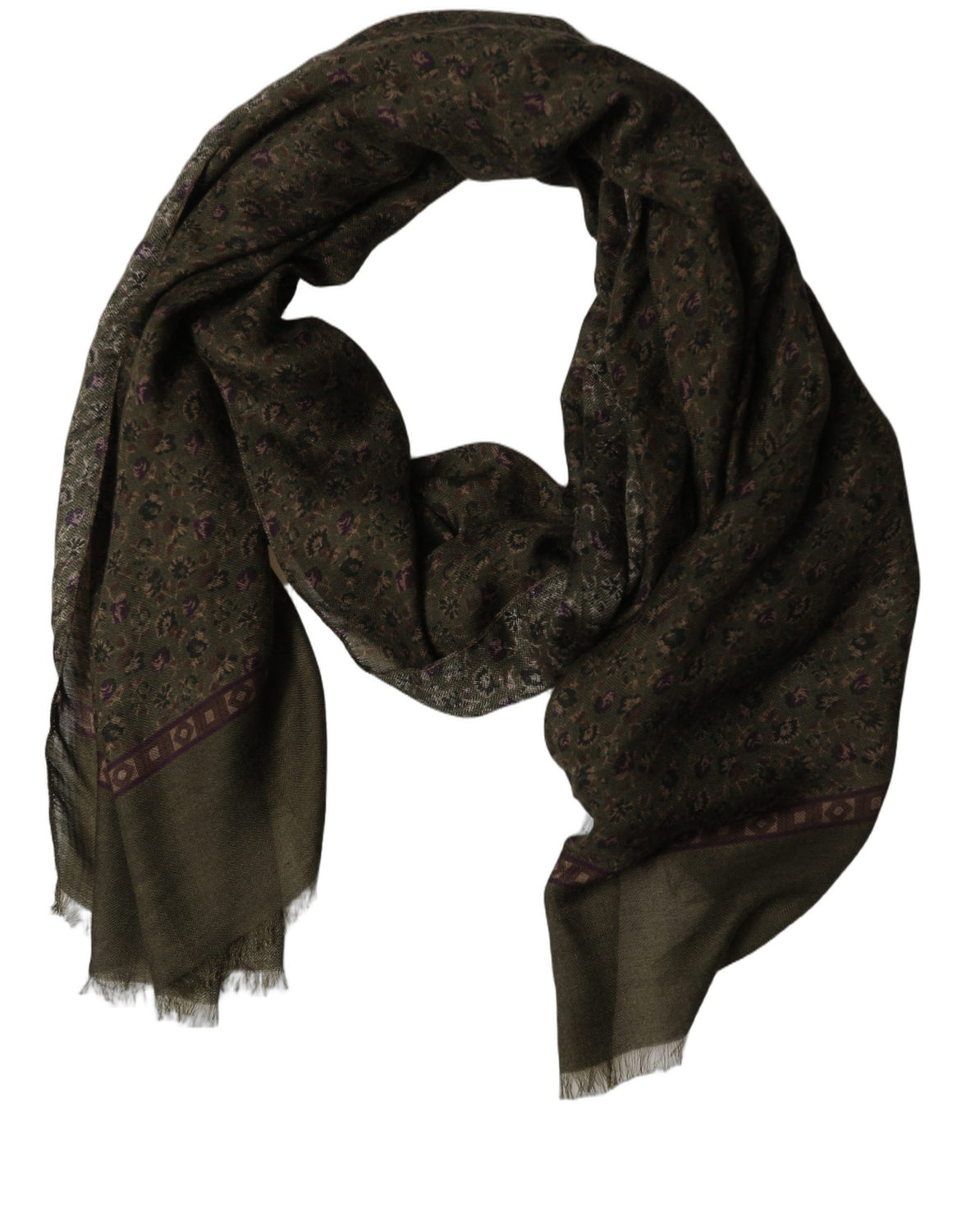 Olive Green Modal Floral Shawl Stole Scarf