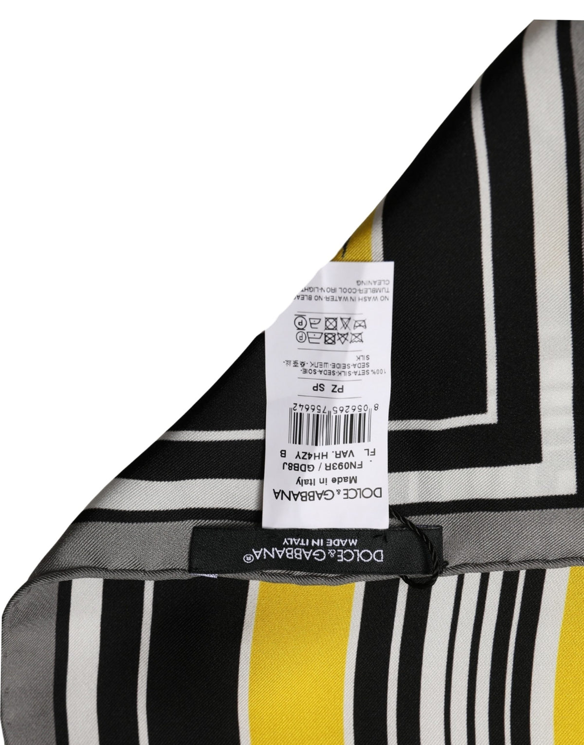 Black Yellow Silk Logo Square Foulard Scarf