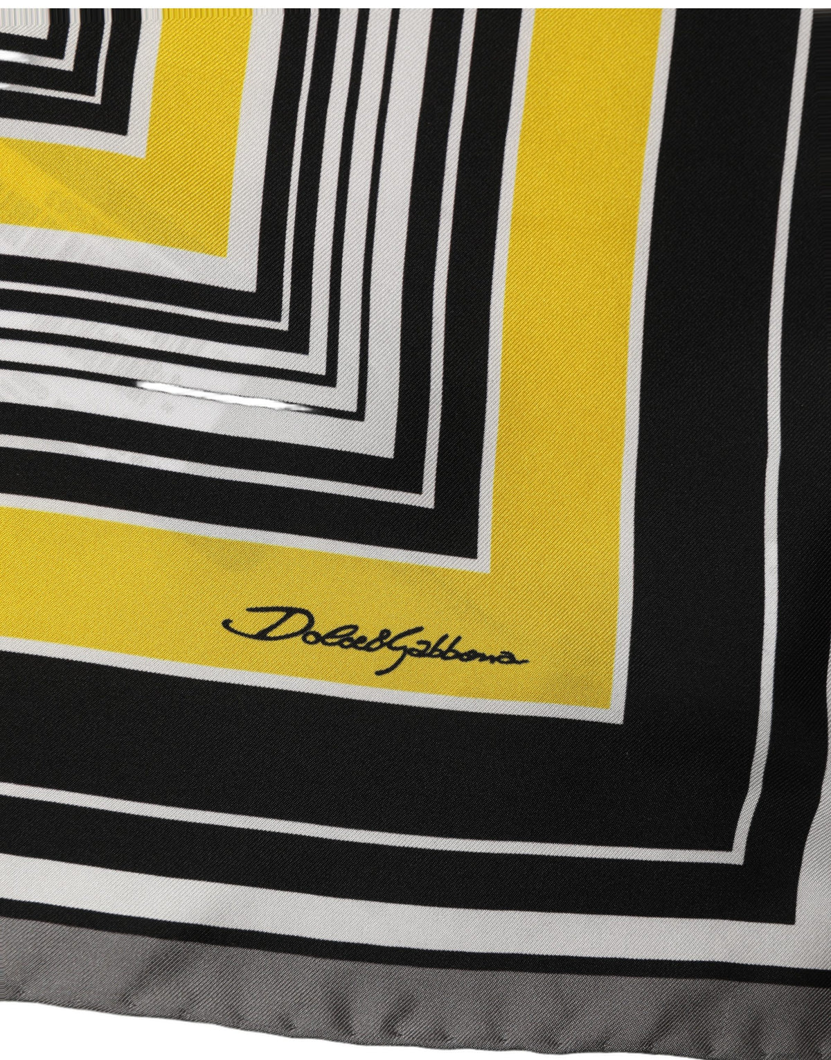 Black Yellow Silk Logo Square Foulard Scarf