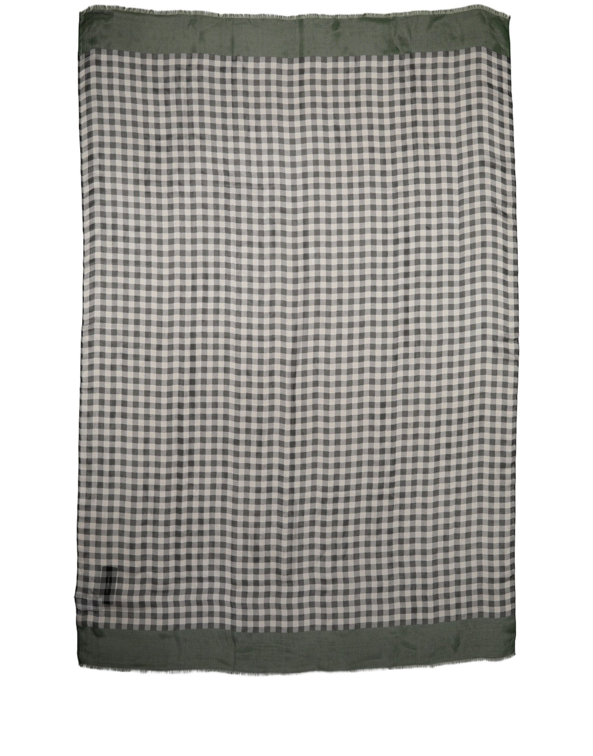 Green White Napoli Silk Gingham Shawl Scarf