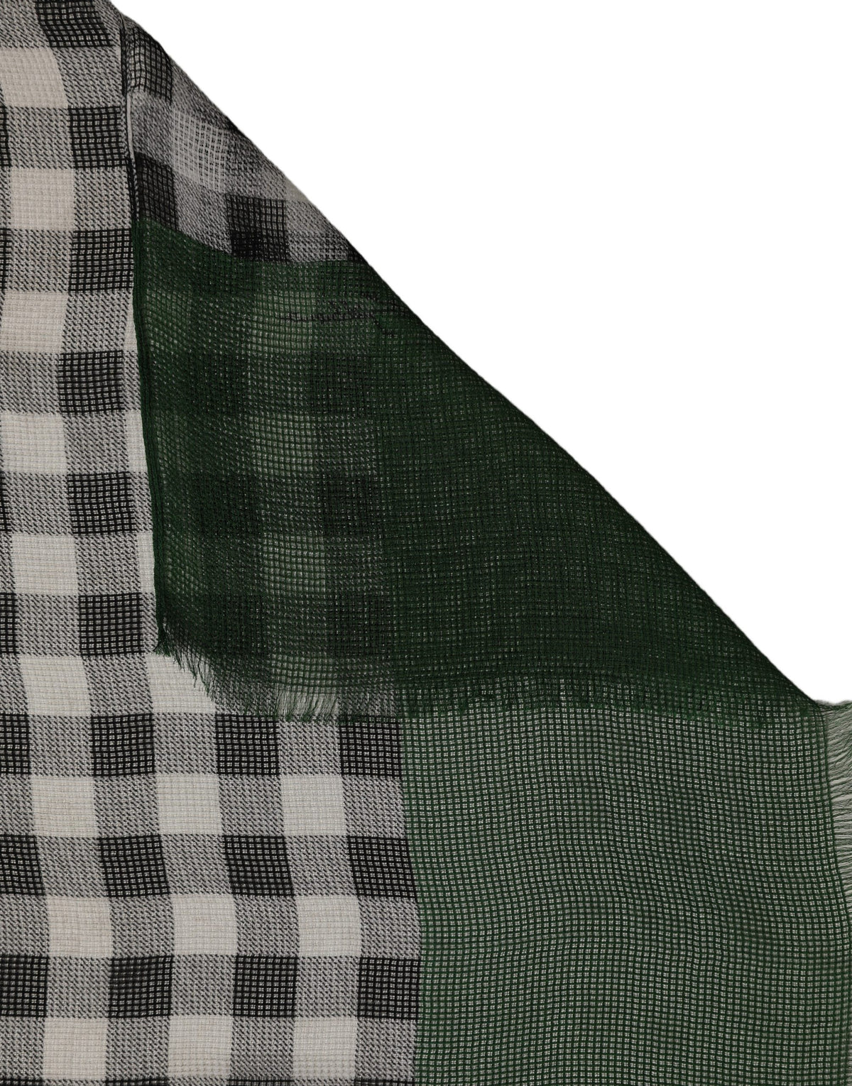 Green White Napoli Silk Gingham Shawl Scarf