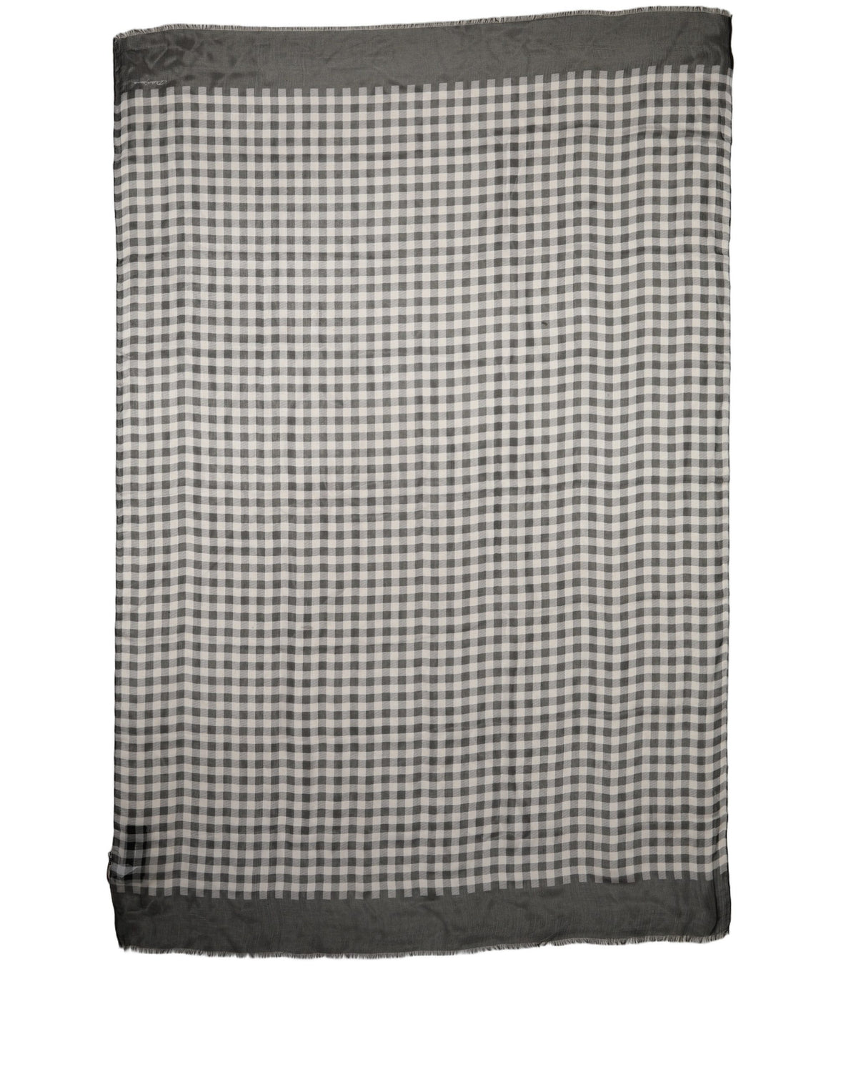 Black White Napoli Silk Gingham Shawl Scarf