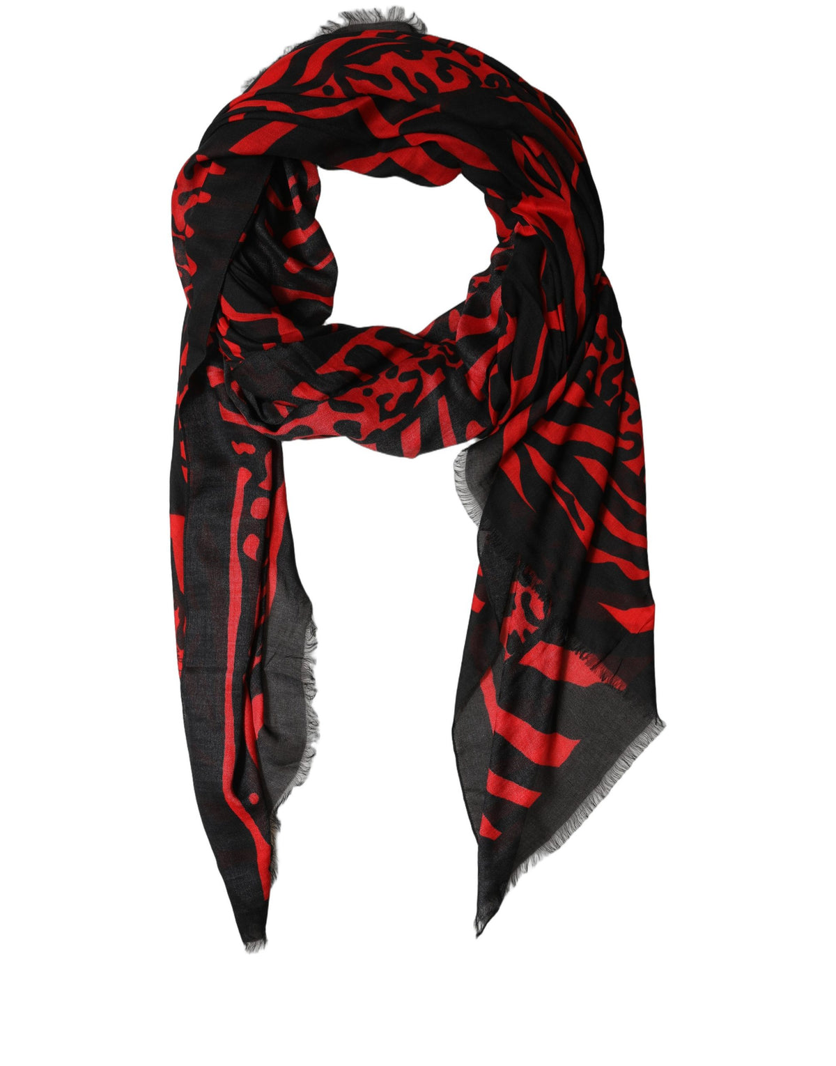 Black Red Printed Modal Neck Shawl Scarf