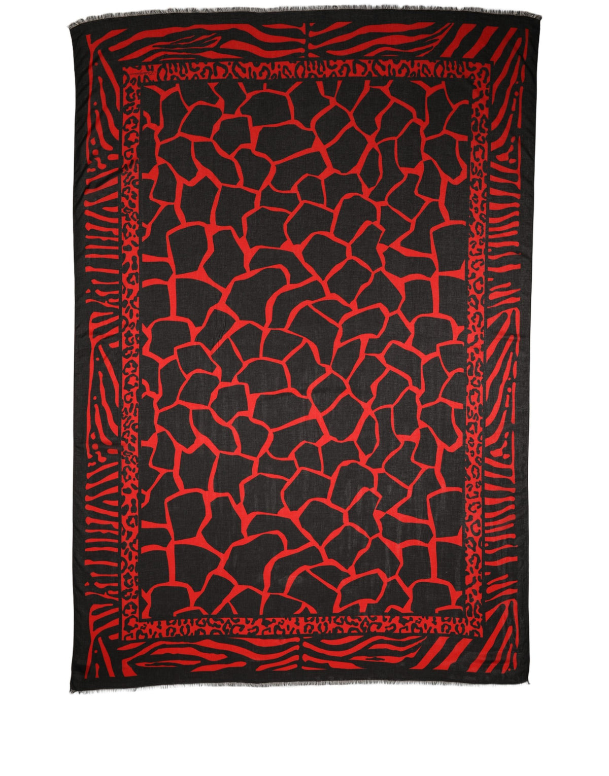 Black Red Printed Modal Neck Shawl Scarf