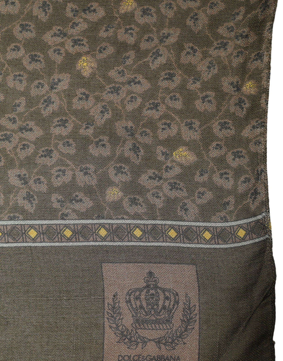 Olive Green Cotton Floral Neck Shawl Scarf