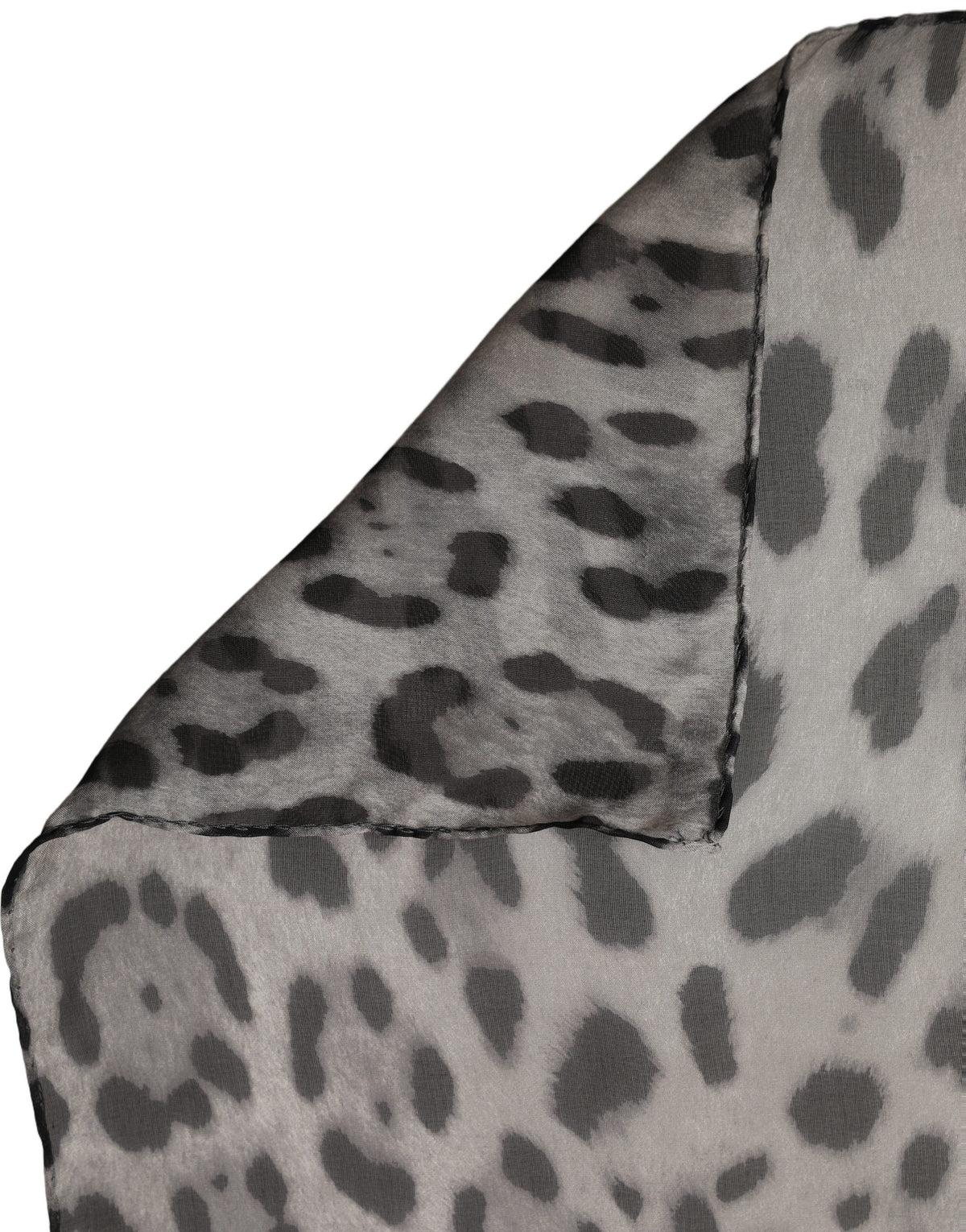 Gray Leopard Print Silk Square Foulard Scarf
