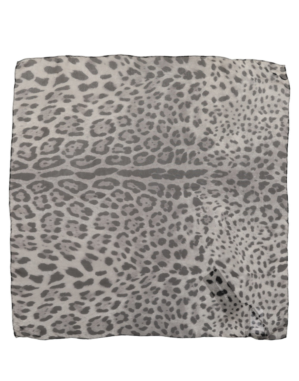 Gray Leopard Print Silk Square Foulard Scarf