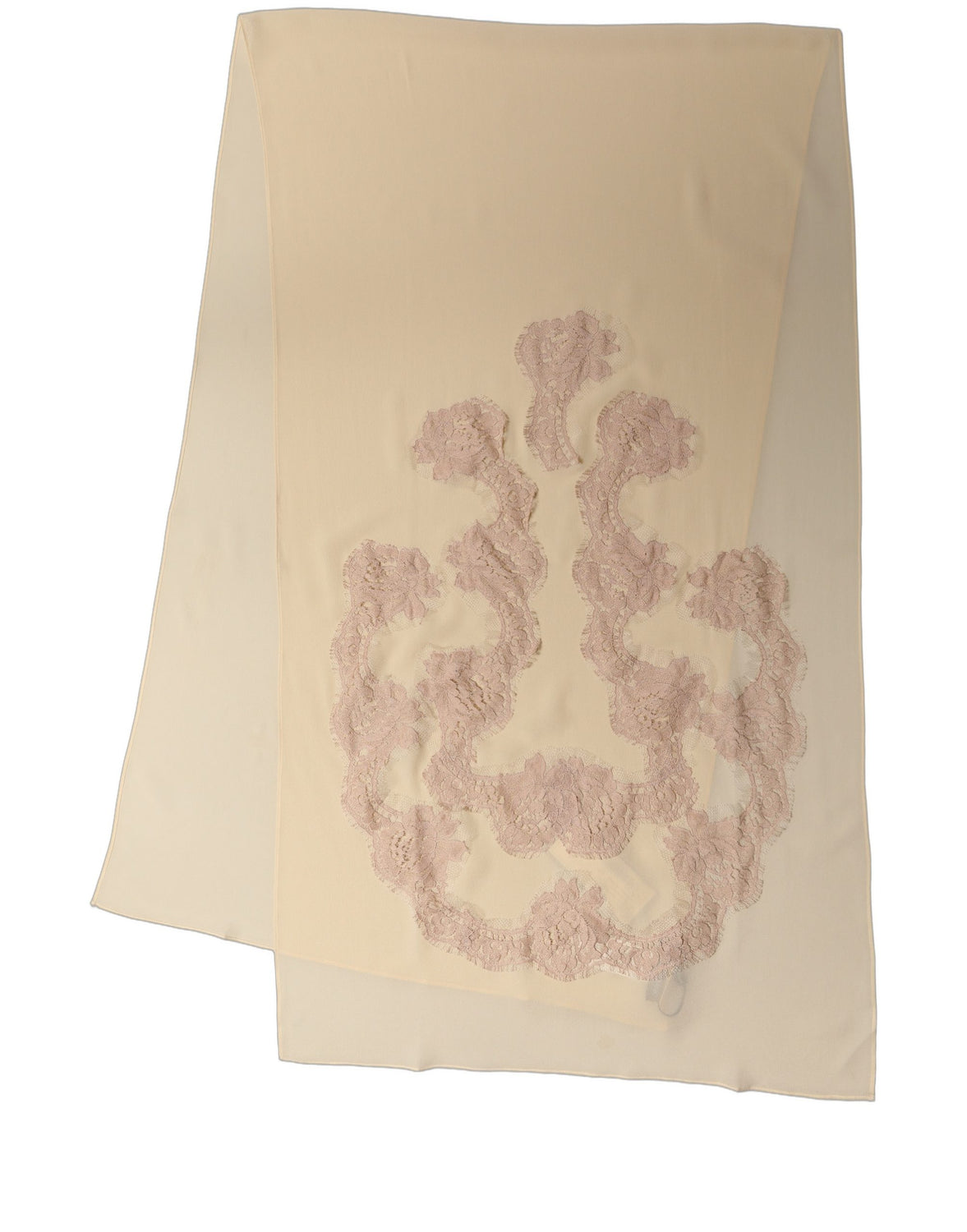 Light Beige Ornate Lace Neck Shawl Scarf
