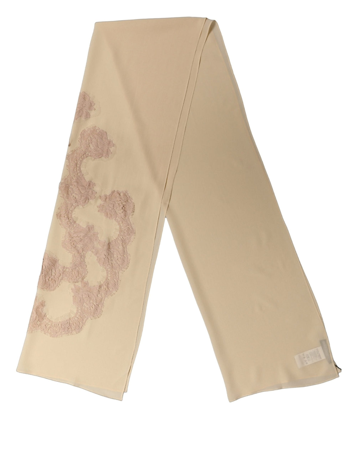 Light Beige Ornate Lace Neck Shawl Scarf
