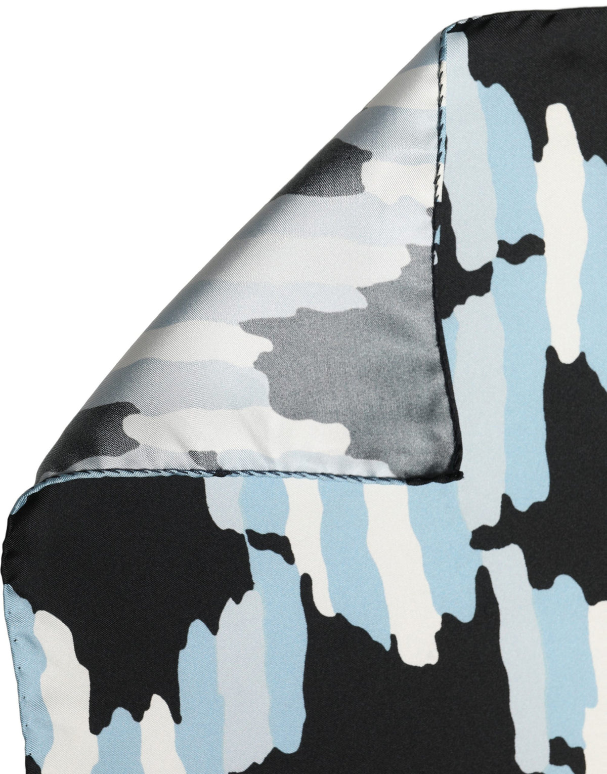 Black Blue Abstract Silk Shawl Stole Scarf