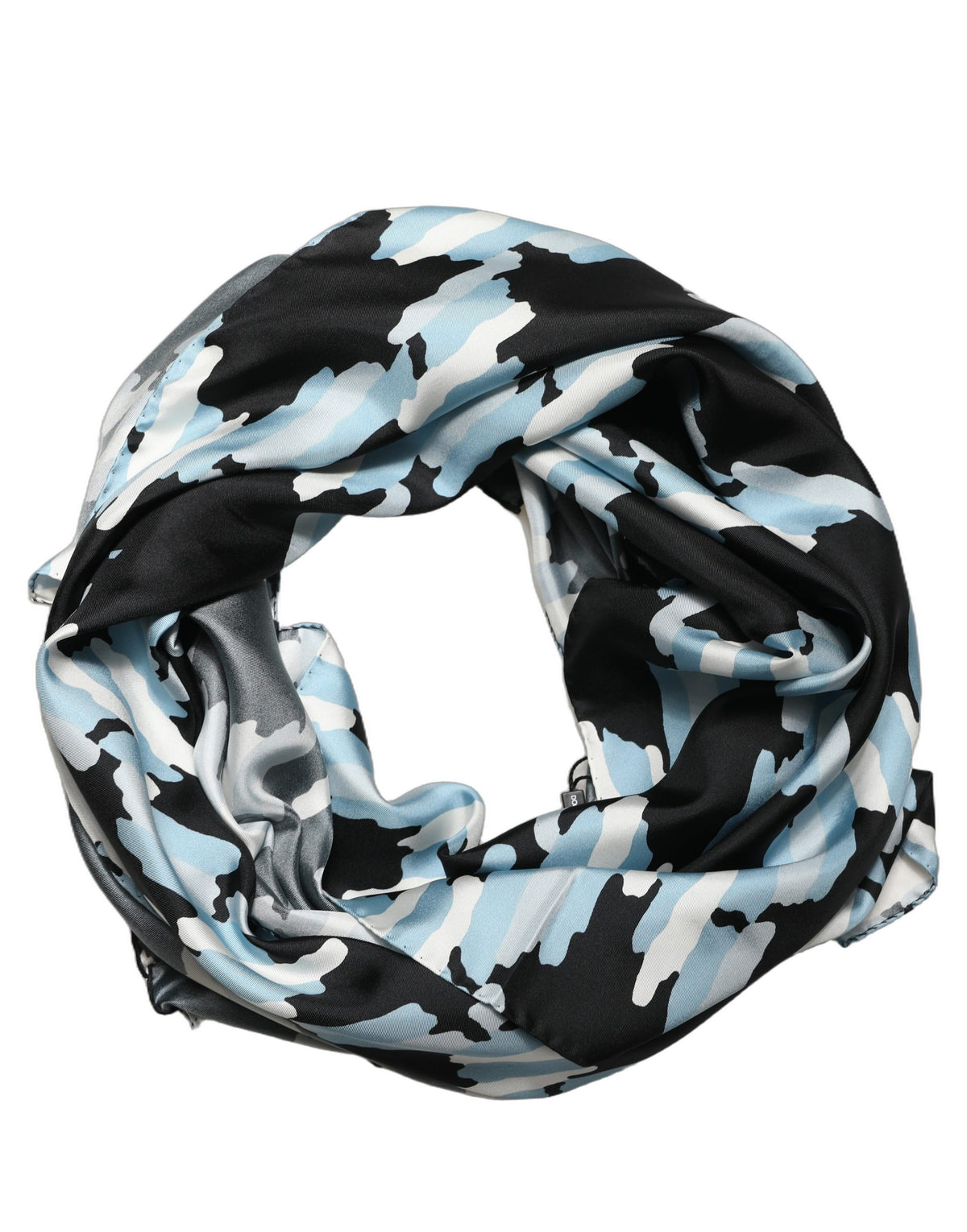 Black Blue Abstract Silk Shawl Stole Scarf