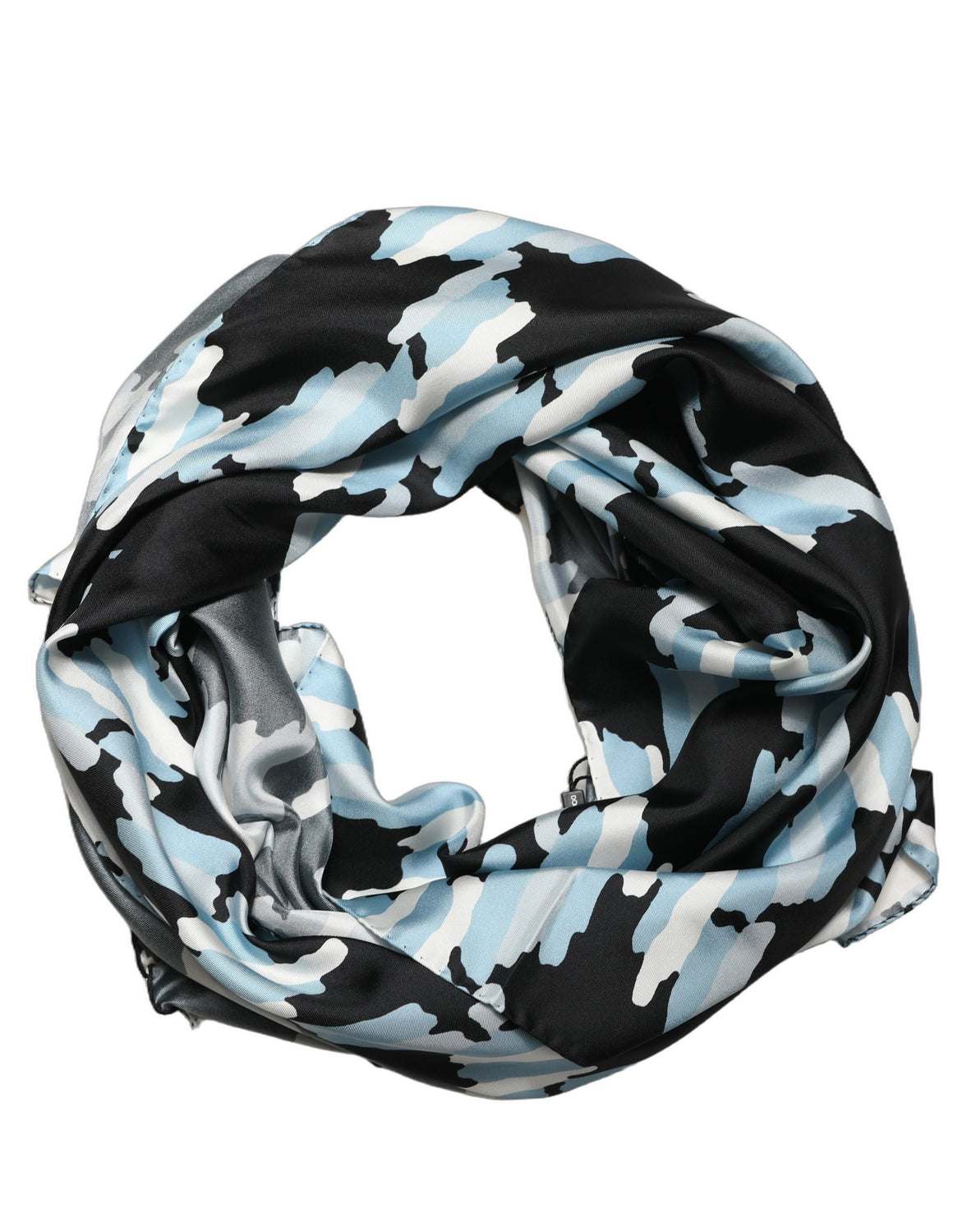 Black Blue Abstract Silk Shawl Stole Scarf