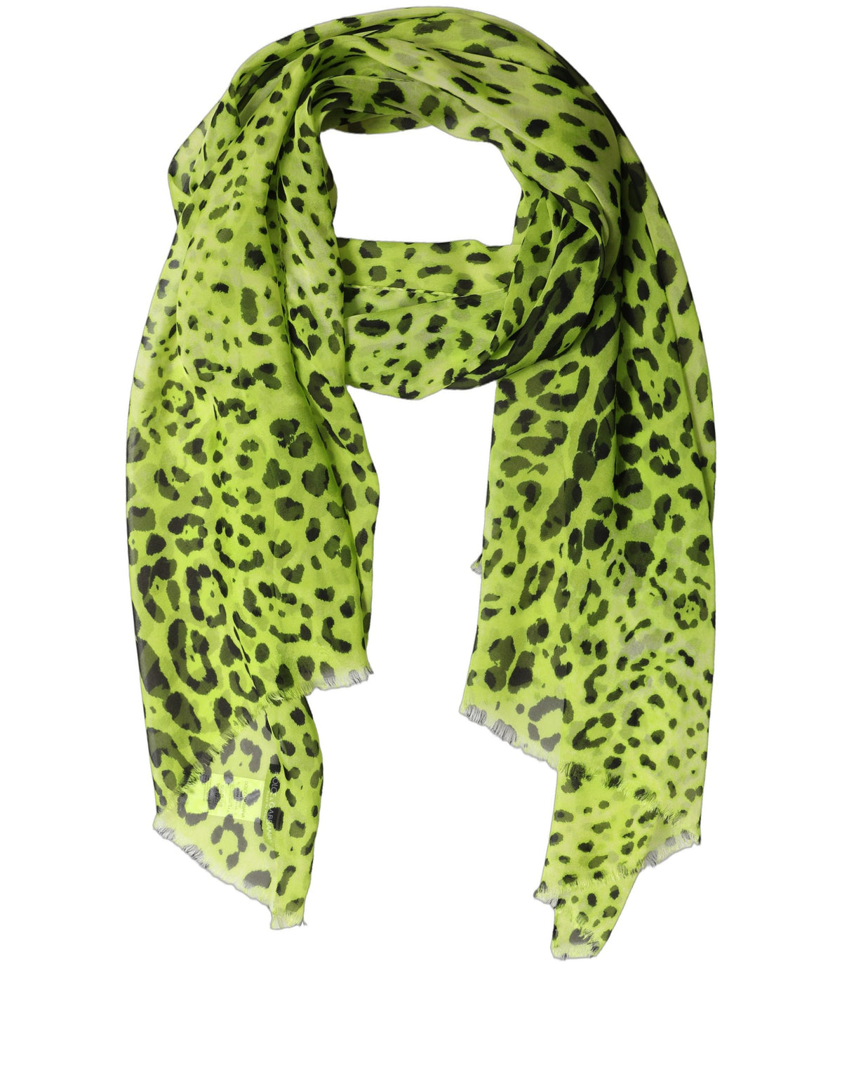 Green Leopard Print Silk Shawl Stole Scarf