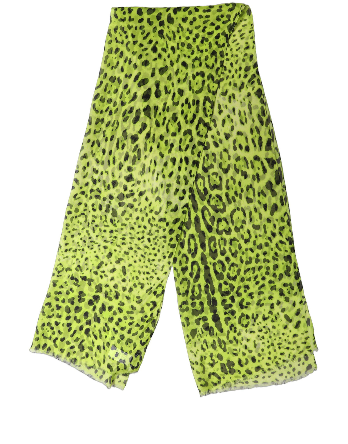 Green Leopard Print Silk Shawl Stole Scarf