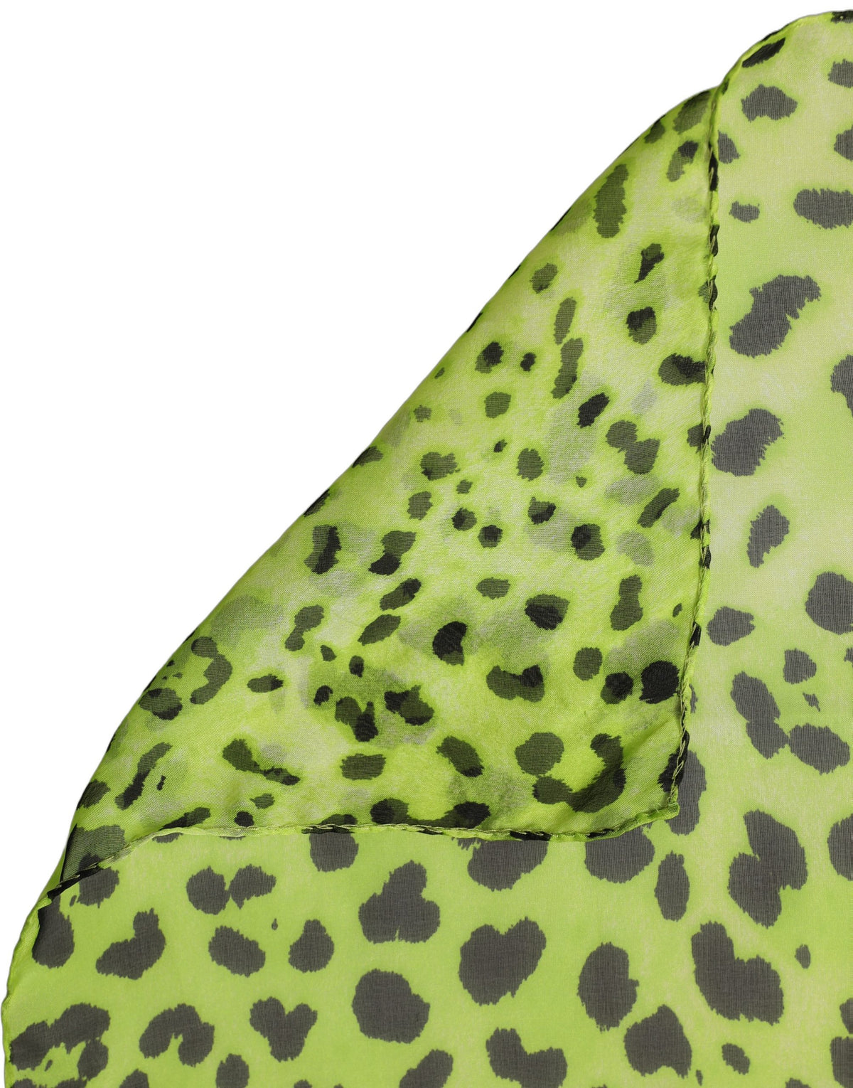 Green Leopard Print Silk Square Foulard Scarf