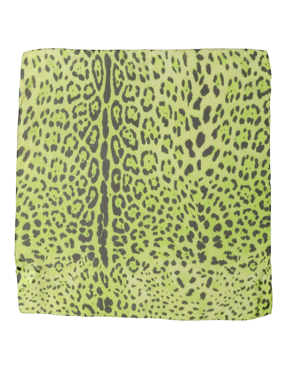 Green Leopard Print Silk Square Foulard Scarf