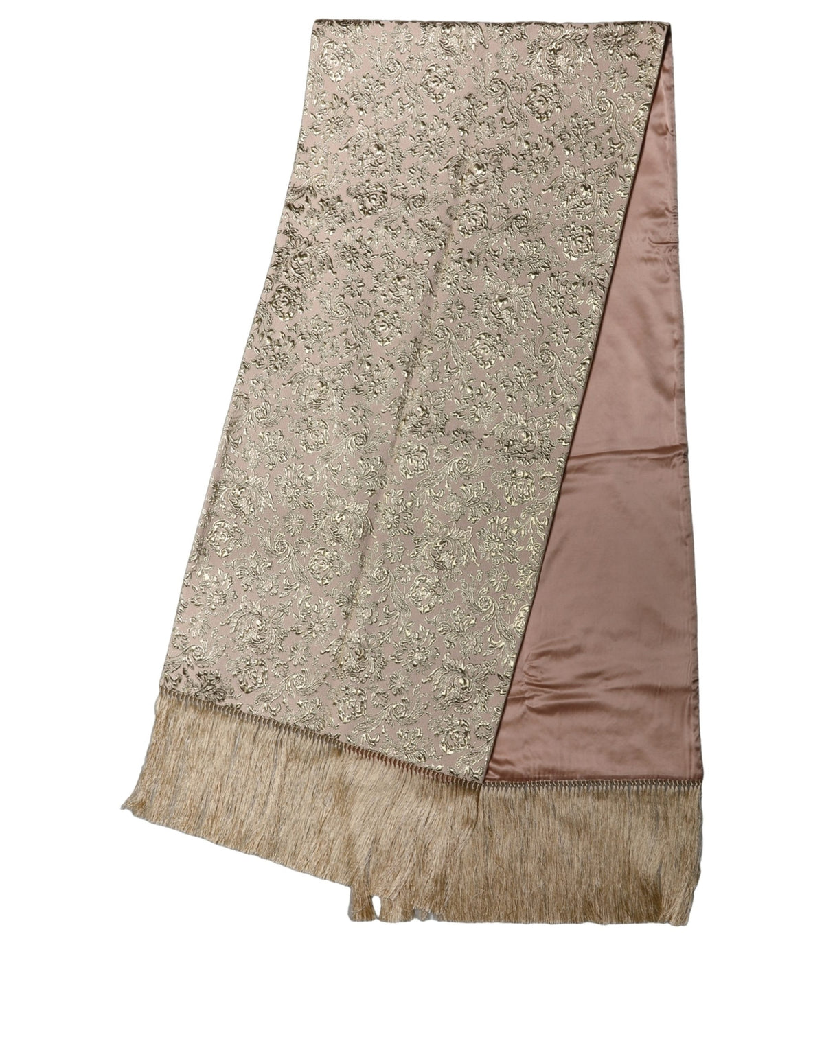 Pink Silk Fringes Neck Wrap Foulard Scarf