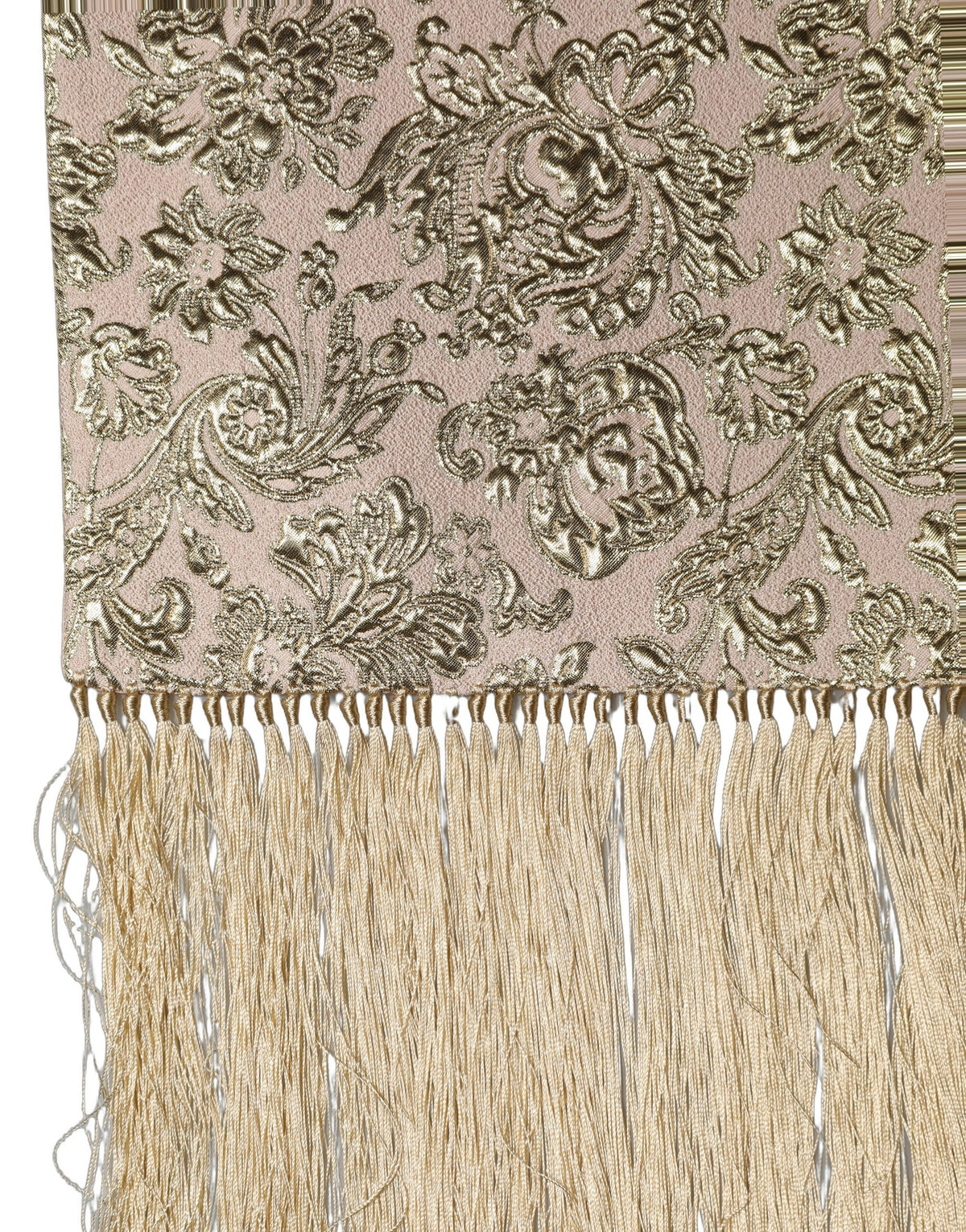 Pink Silk Fringes Neck Wrap Foulard Scarf
