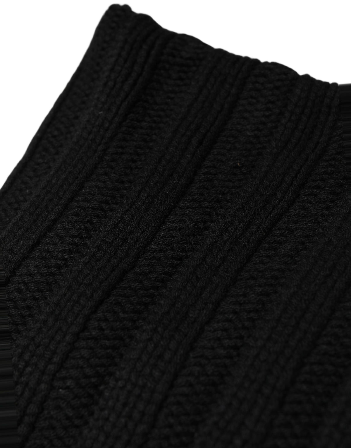 Black Cashmere Ribbed Knit Neck Warmer Scarf