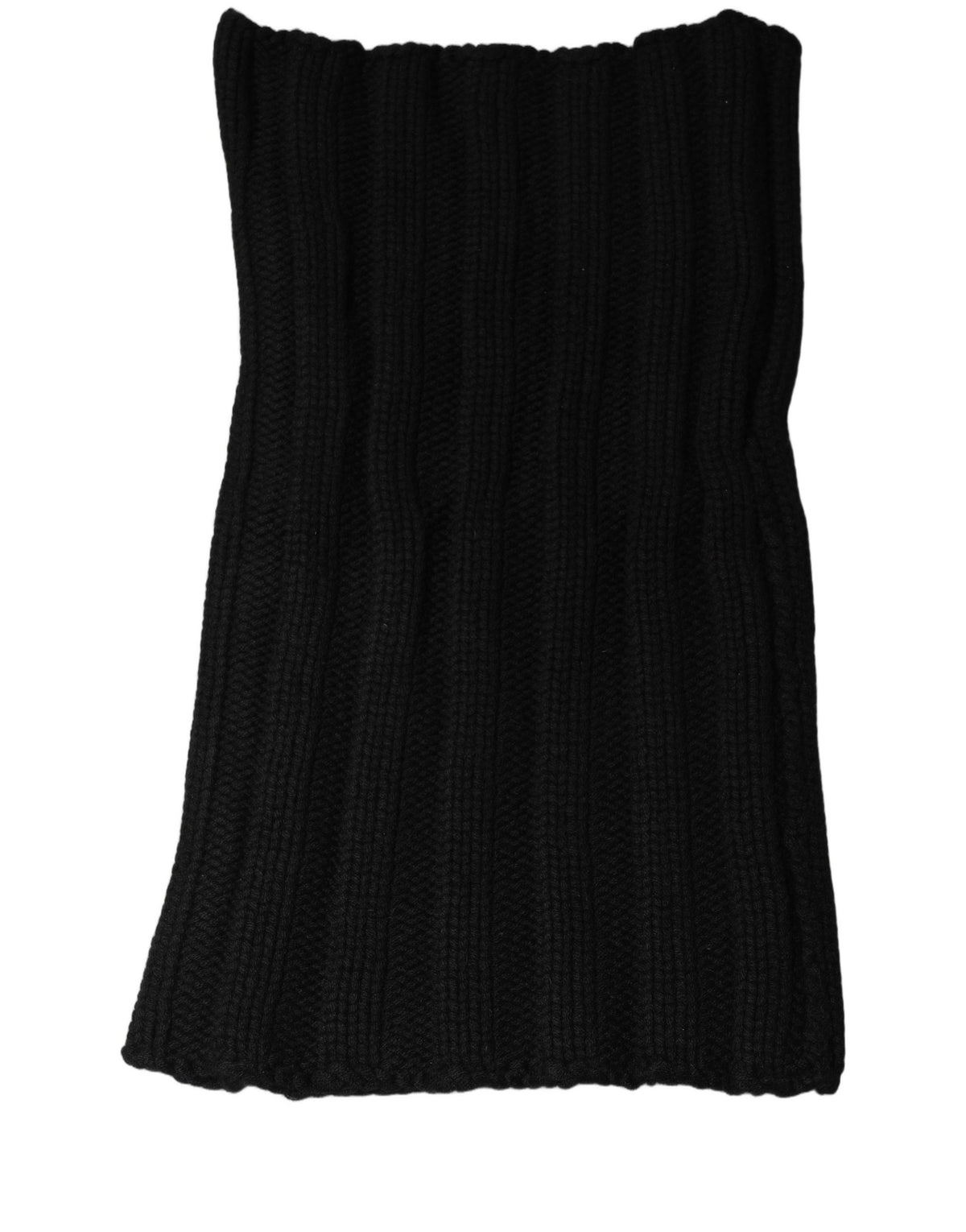 Black Cashmere Ribbed Knit Neck Warmer Scarf