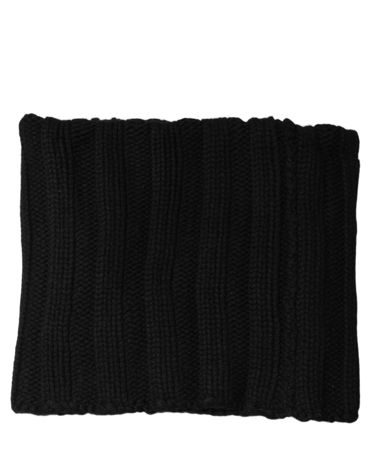 Black Cashmere Ribbed Knit Neck Warmer Scarf