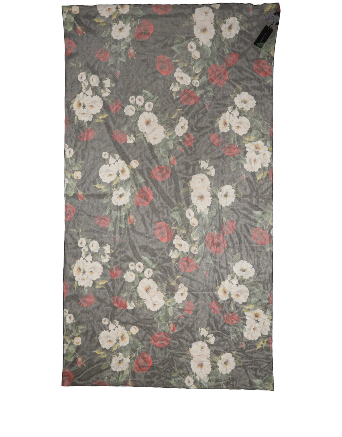 Black Floral Print Cotton Shawl Stole Scarf