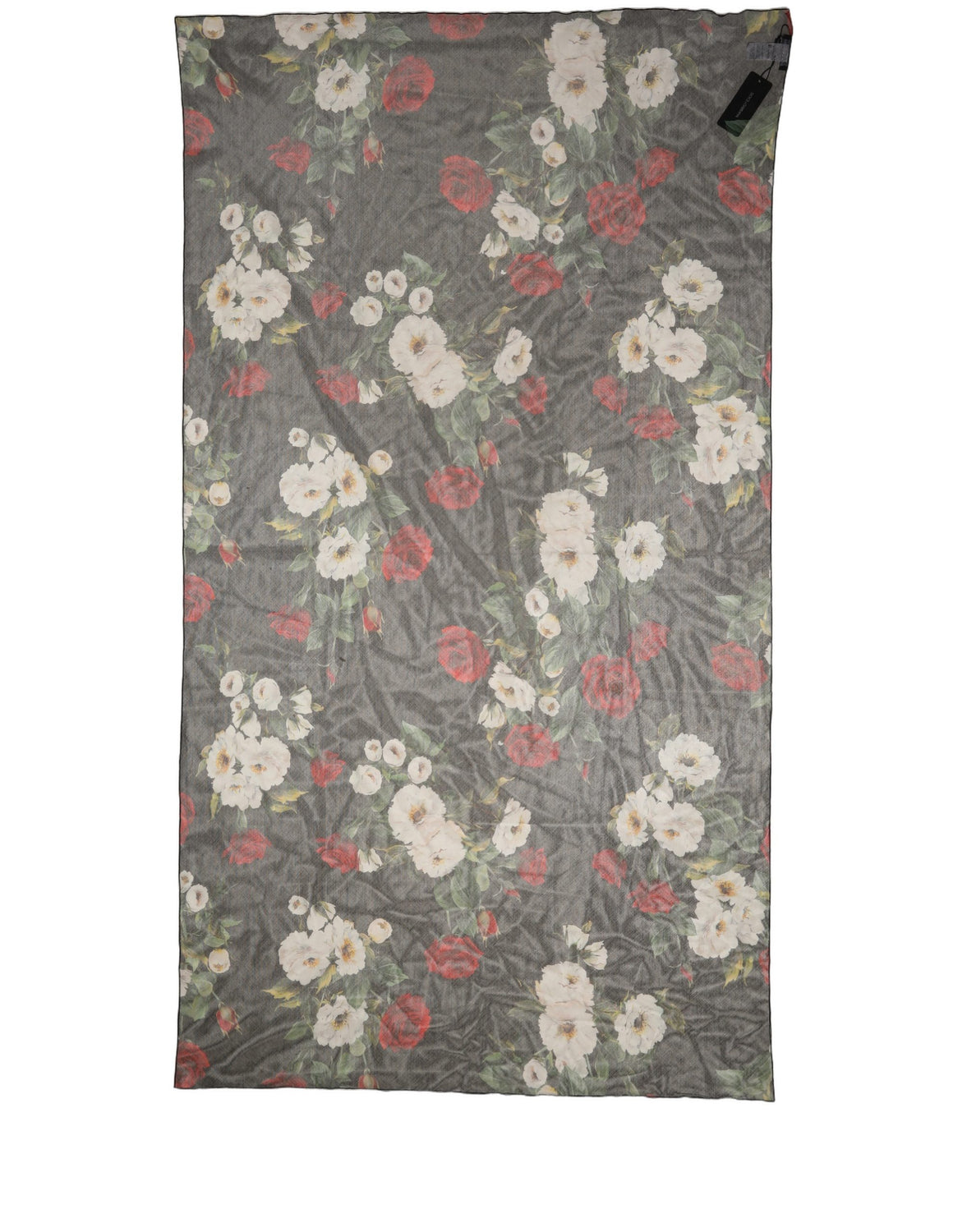 Black Floral Print Cotton Shawl Stole Scarf