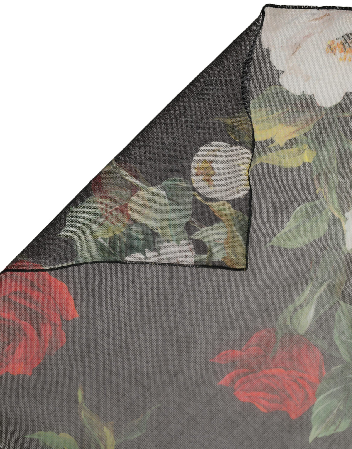 Black Floral Print Cotton Shawl Stole Scarf