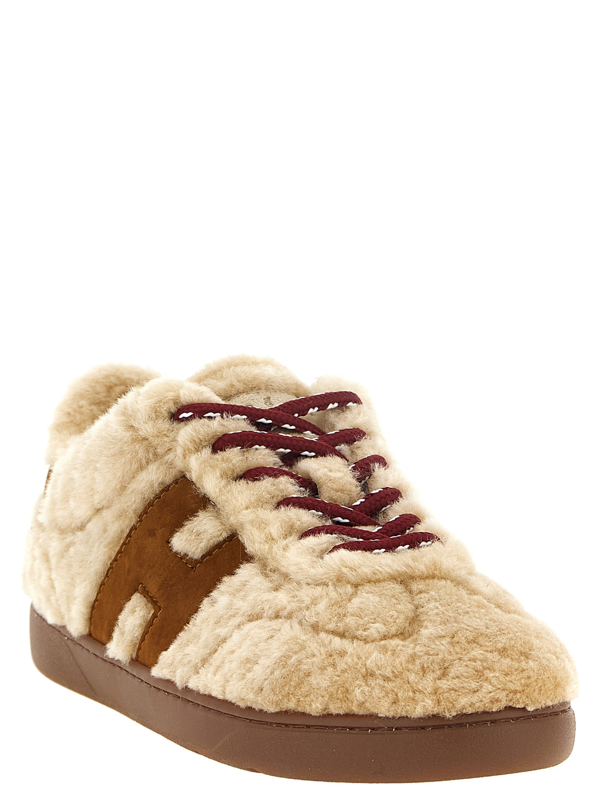 Beige Goatskin Low Top Sneakers