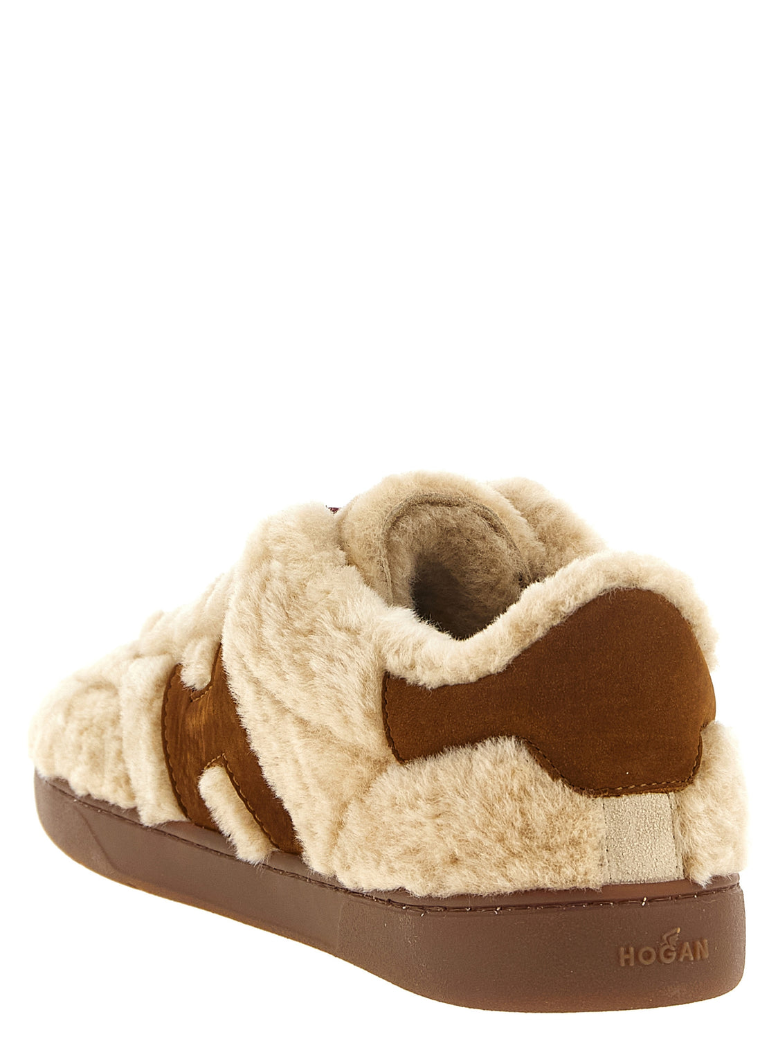 Beige Goatskin Low Top Sneakers