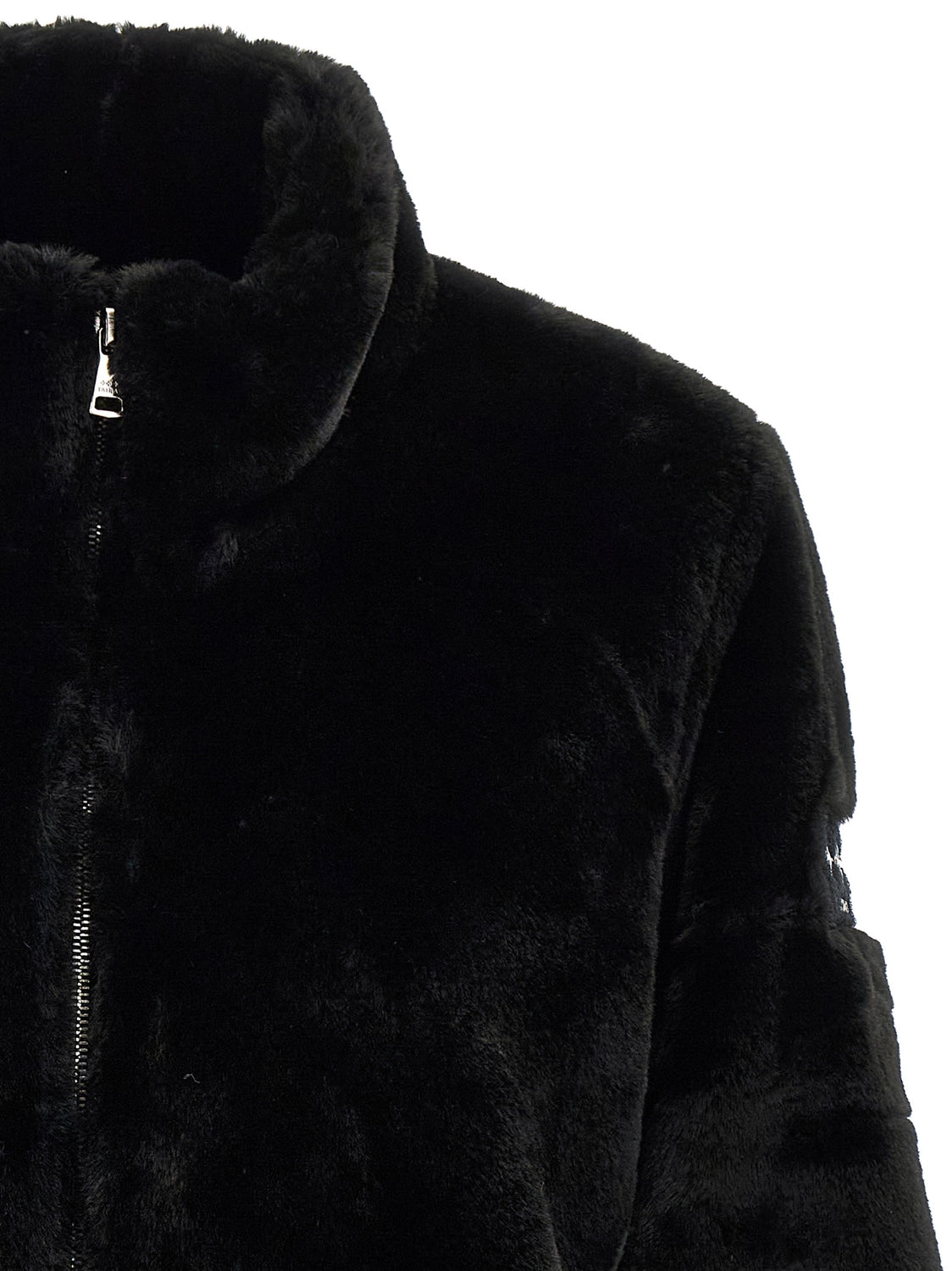 Black Polyester Full-Length Jacket