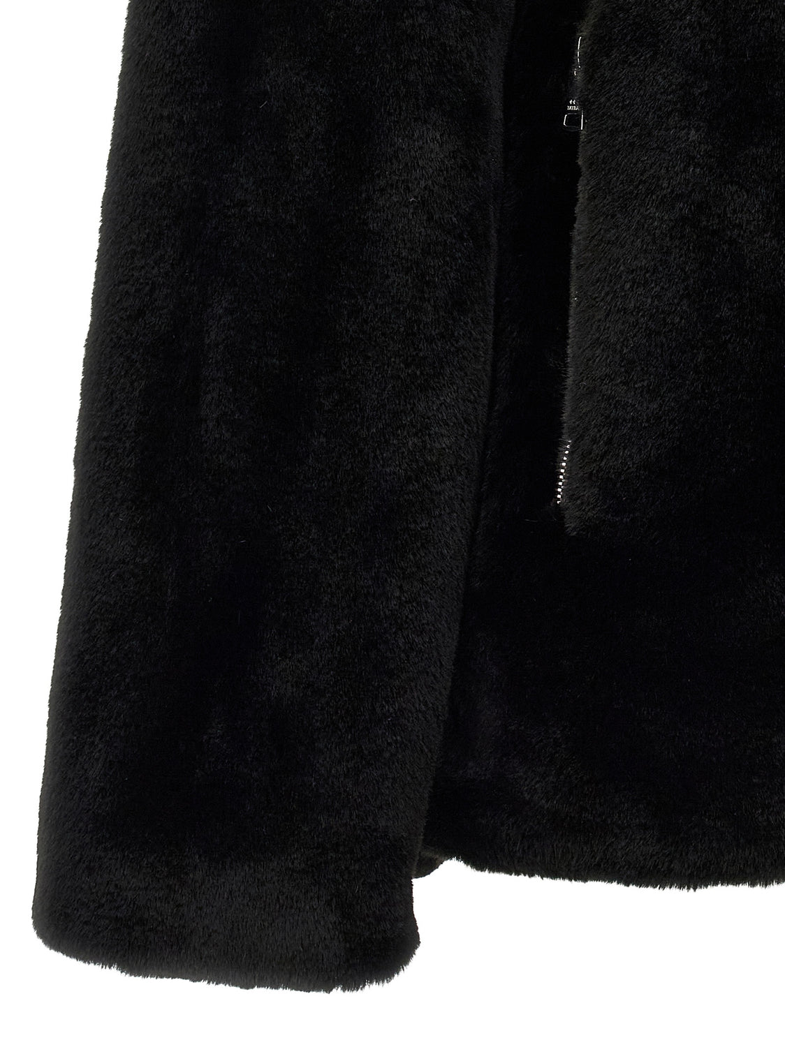 Black Polyester Full-Length Jacket